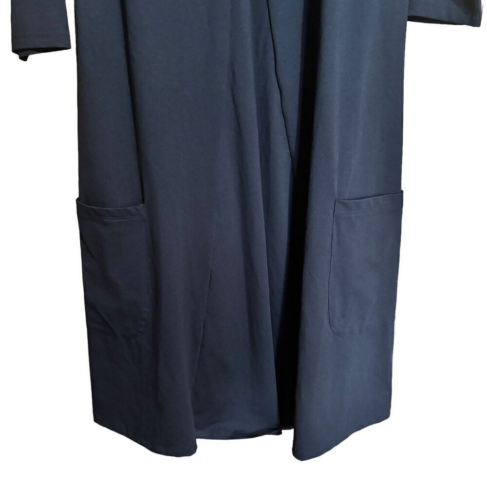 eShakti Midi Dress Womens Large 14 Black Solid Stretch V Neck Pockets Ladies - Picture 4 of 9